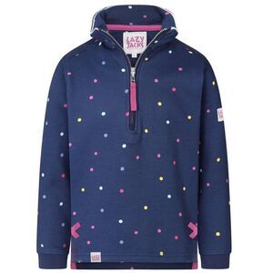 Lazy Jacks Girls Polka Dot Quarter Zip Sweatshirt / Blue